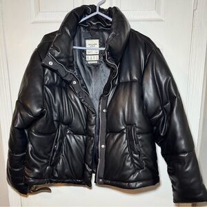 A&F Abercrombie Vegan Leather Puffer Jacket
